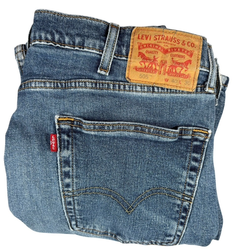 Levi's 505 Jeans 40 Waist‎ Regular Fit Straight Leg 40x30 Blue Denim Y2k Skate
